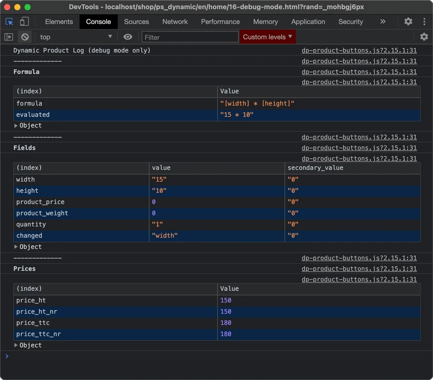 Debug console