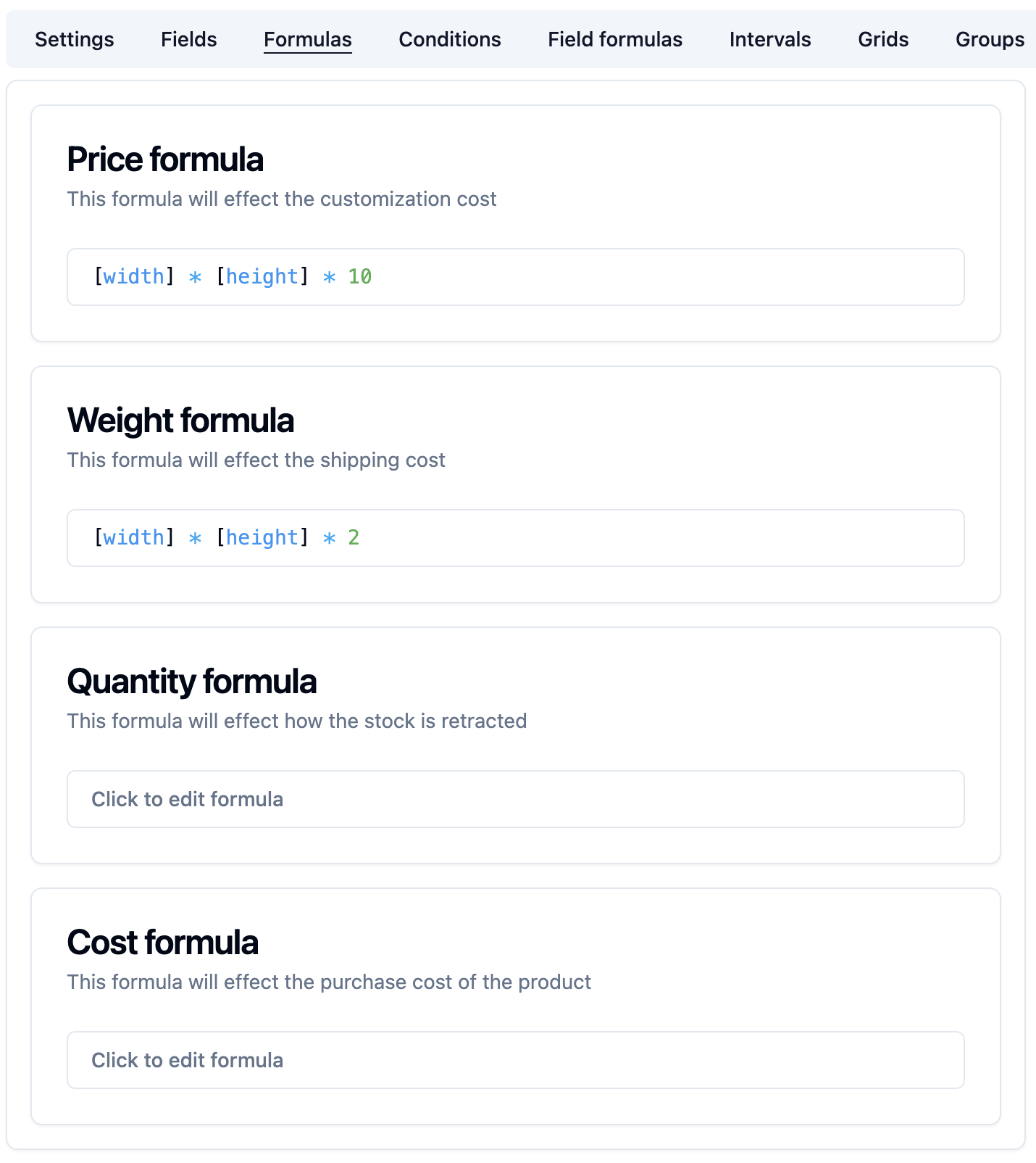 Formulas