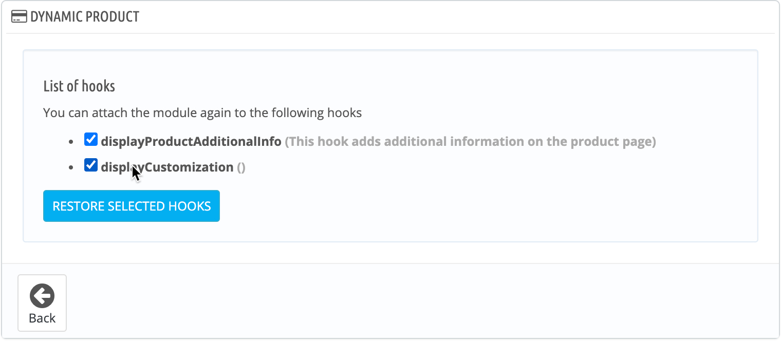 Hooks list