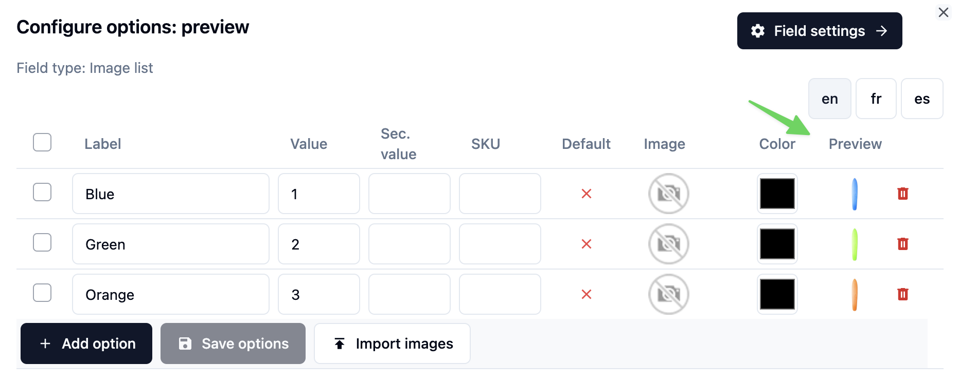 Preview config