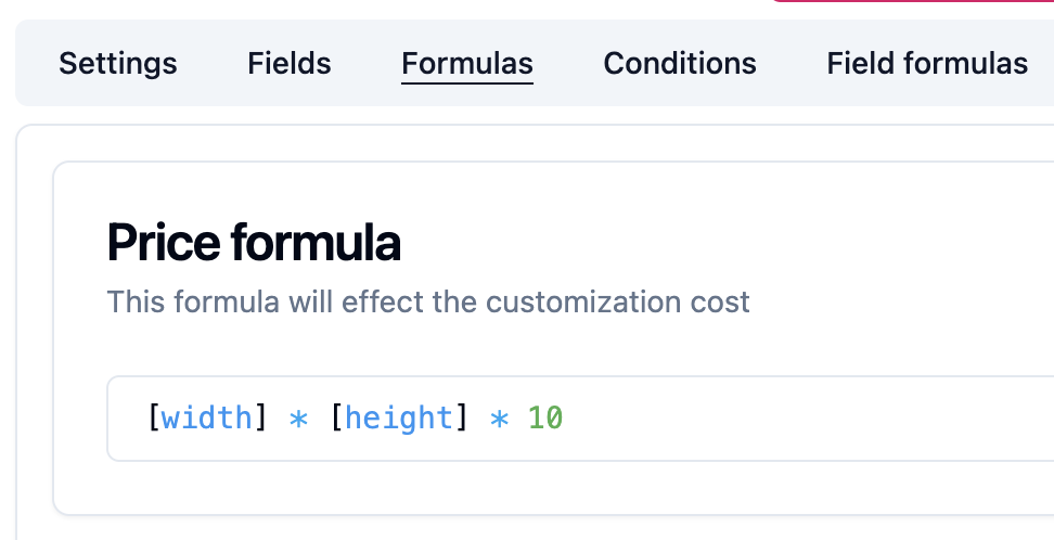 Price formula
