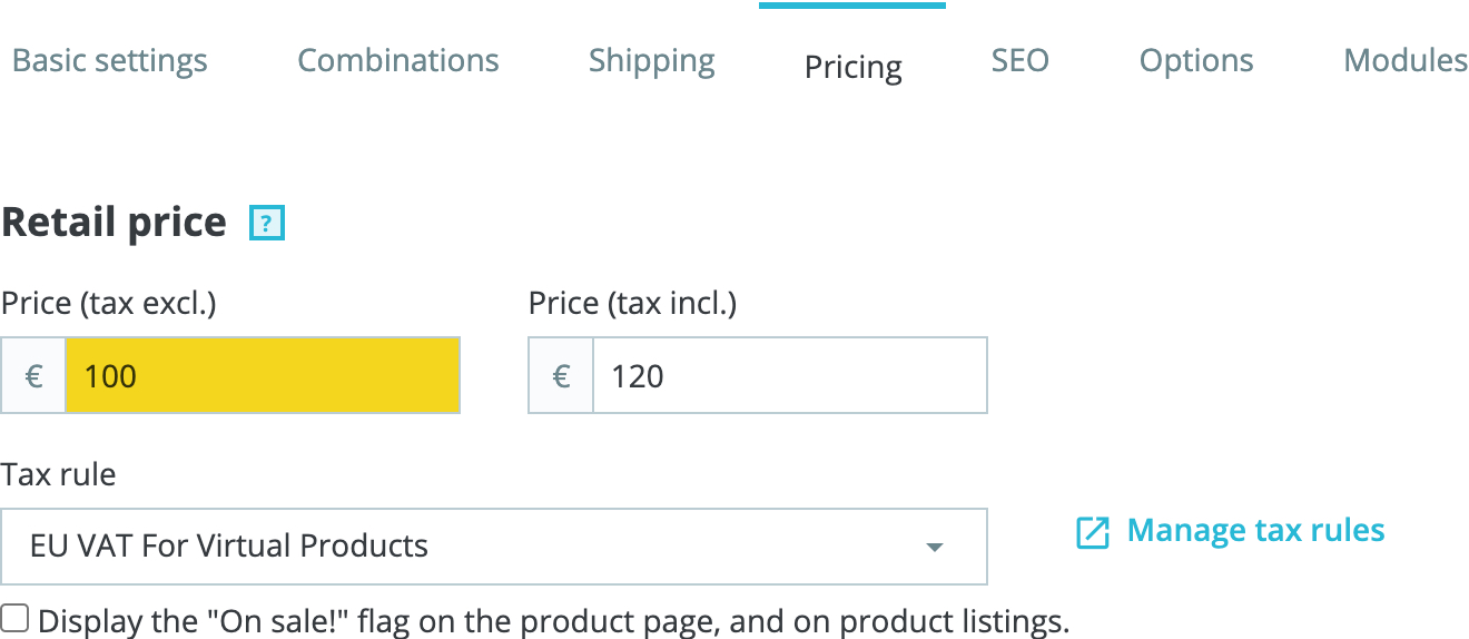 Product price